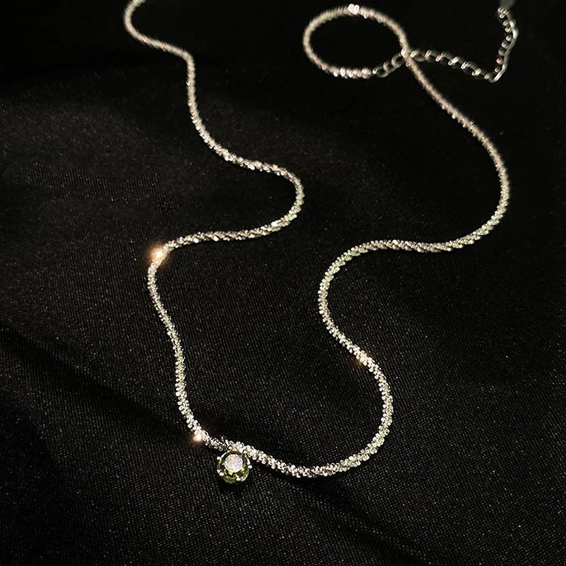 LATS 2022 New Sparkling Clavicle Chain Choker Necklace for Women Wedding Clavicle Flat Chain Necklaces Fashion Jewelry Gift